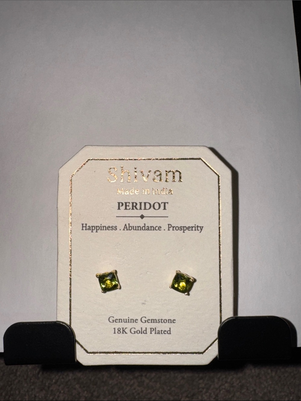 Shivam Peridot 18Kt Gold Plated Sterling Silver Stud Cube Earrings